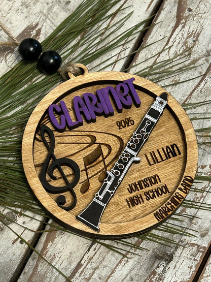 Personalized Clarinet Marching Band Christmas Tree Ornament | Music Instrument Ornament | Woodwinds Custom  Band | Gift for Band Director