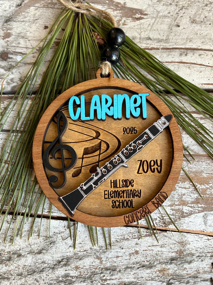 Personalized Clarinet Marching Band Christmas Tree Ornament | Music Instrument Ornament | Woodwinds Custom  Band | Gift for Band Director