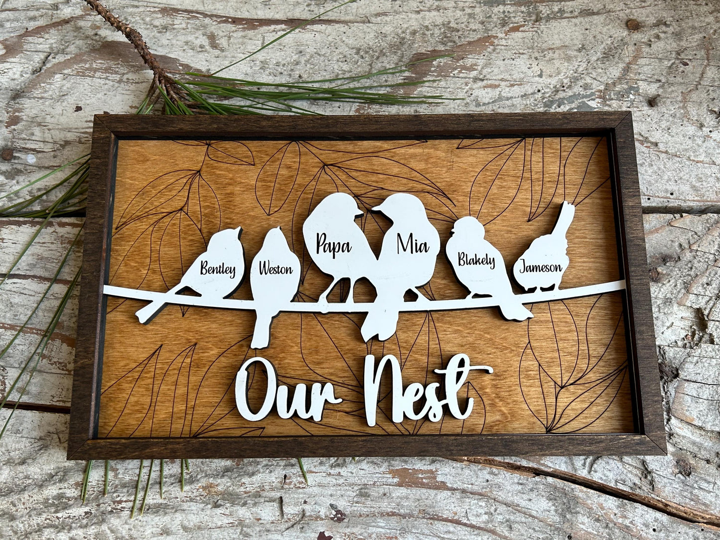 Personalized Bird Family Sign | Mother’s Day gift | Grandkids Names Decor | Custom Gift for Grandma or Mom | Our Nest