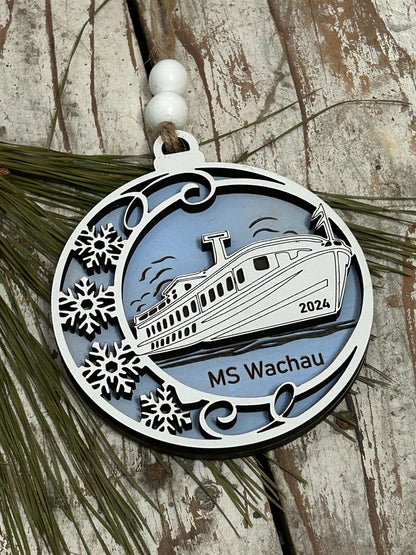 2026 Personalized Riverboat Cruise Christmas Tree Ornament | Family Vacation Ornament | Family Trip Keepsake | Custom River Boat Ship