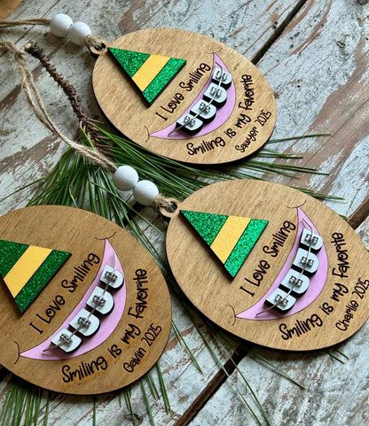 Personalized Braces Christmas Tree Ornament | Smiling is My Favorite | Brace Face | Orthodontist | Tin is In | Metal Mouth | Perfect Smile