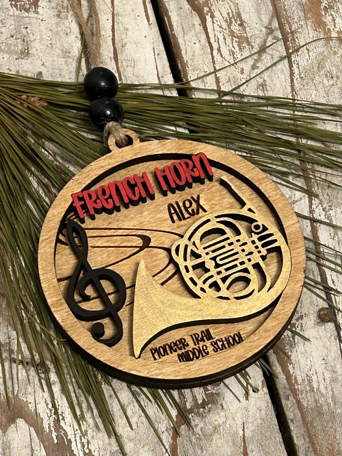 Personalized French Horn Concert Band Christmas Tree Ornament | Brass Music Instrument Ornament | Custom Band Gift | Gift for Band Director