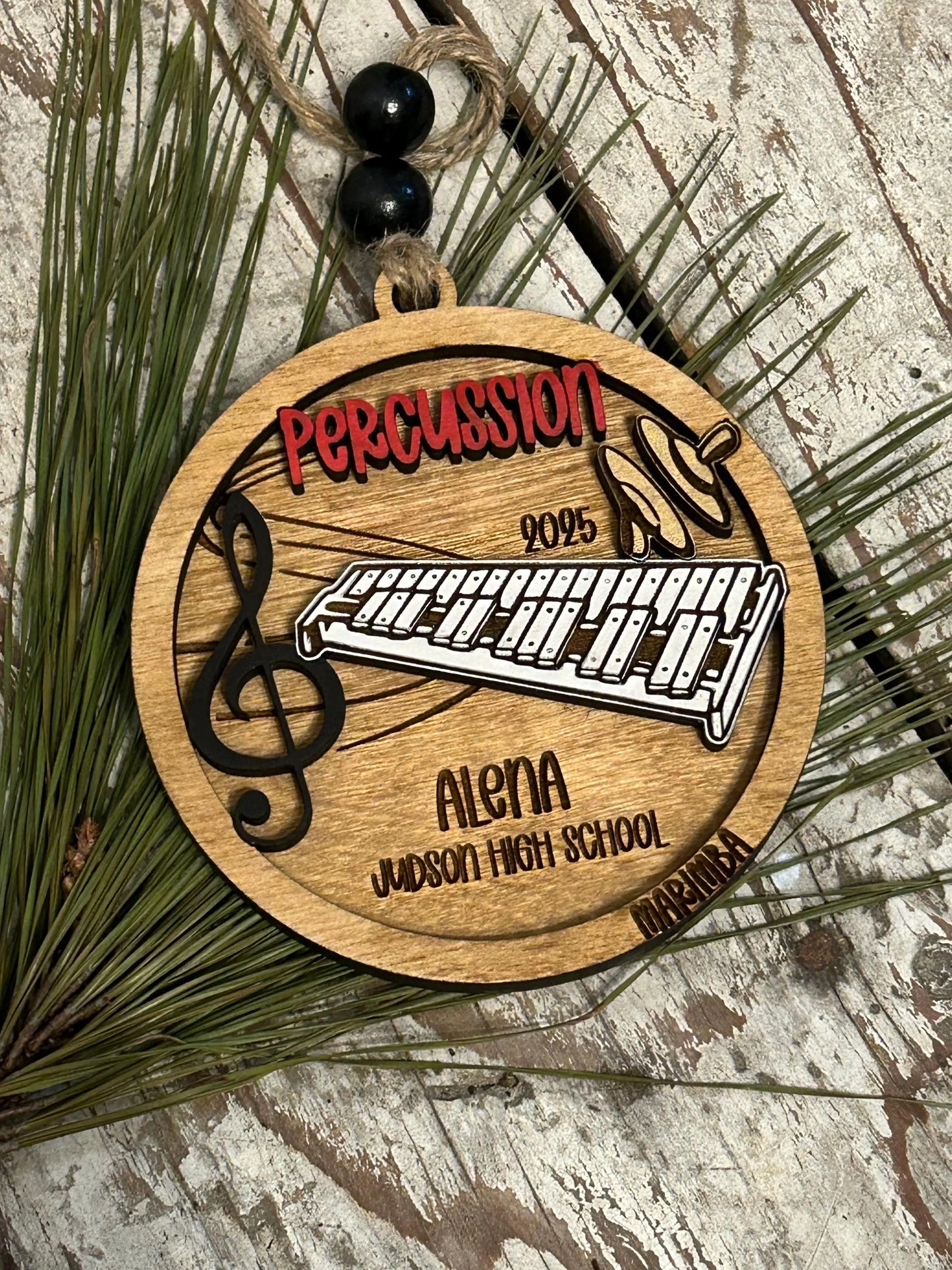 Personalized Percussion Marching Band Christmas Tree Ornament |  Xylophone | Triangle | The Pit Custom Band Gift | Gift for Band Director