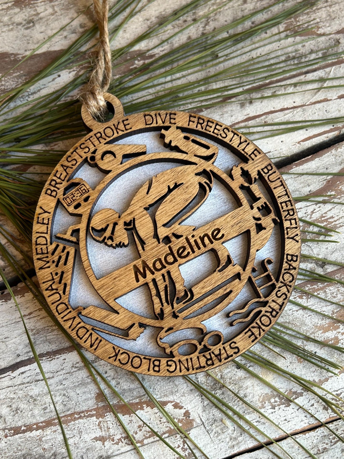 Personalized Swim Christmas Tree Ornament | Gift for High School Swimmer | Custom Boy or Girl Swimming Ornament | Swim Team Coach Gift