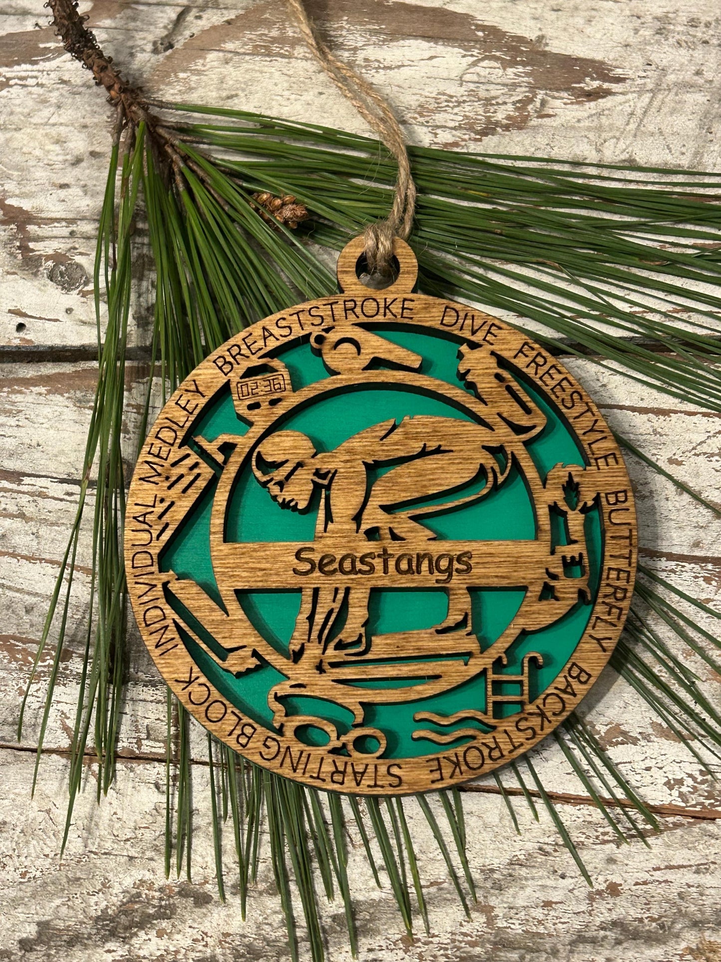 Personalized Swim Christmas Tree Ornament | Gift for High School Swimmer | Custom Boy or Girl Swimming Ornament | Swim Team Coach Gift