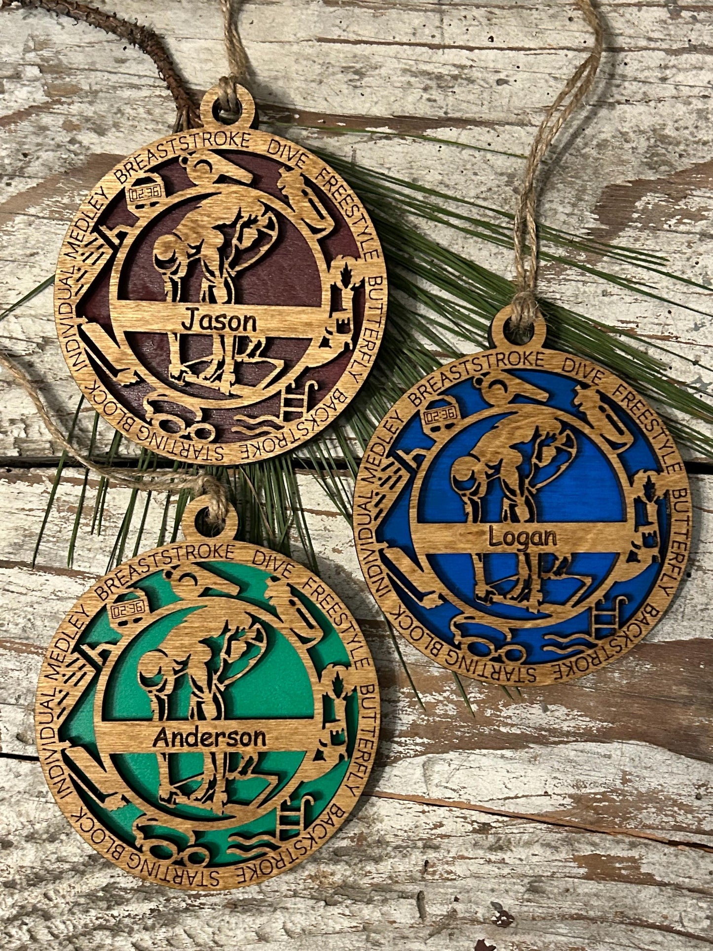 Personalized Swim Christmas Tree Ornament | Gift for High School Swimmer | Custom Boy or Girl Swimming Ornament | Swim Team Coach Gift