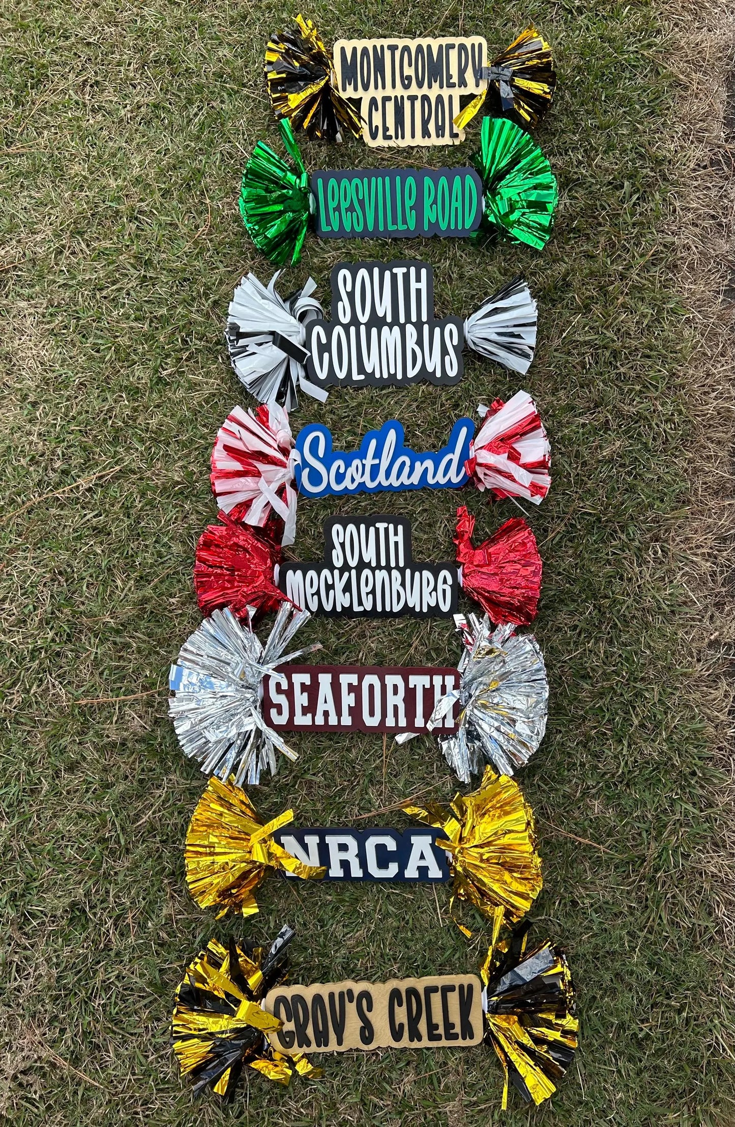 Personalized Cheer Stick with Pom Poms | Game Day School Spirit Sign | Custom Name Cheer Sign | Sports Mom Sign | College Graduation Cheer
