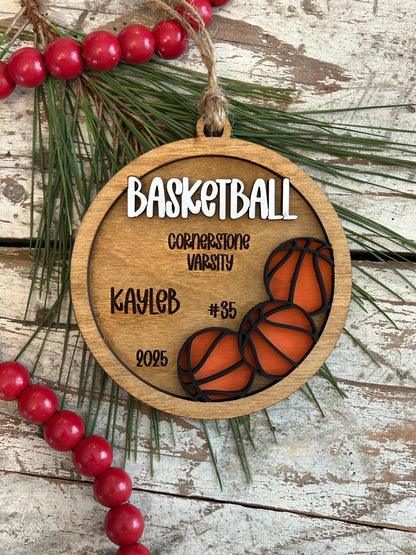 Personalized Basketball Boy or Girl Player Christmas Tree Ornament | Gift for High School College Basketball Team | Custom Basketball Coach