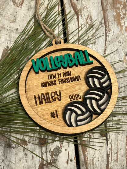 Personalized Volleyball Player Christmas Tree Ornament | Gift for High School Volleyball Team | Custom Volleyball Ornament for Her |