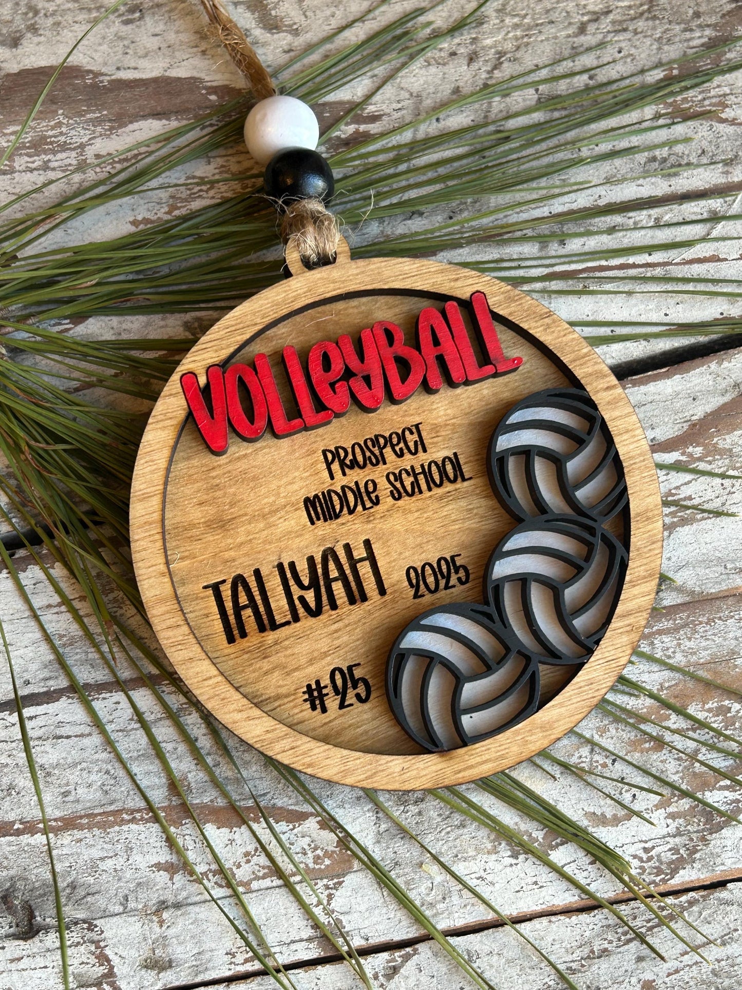 Personalized Volleyball Player Christmas Tree Ornament | Gift for High School Volleyball Team | Custom Volleyball Ornament for Her |