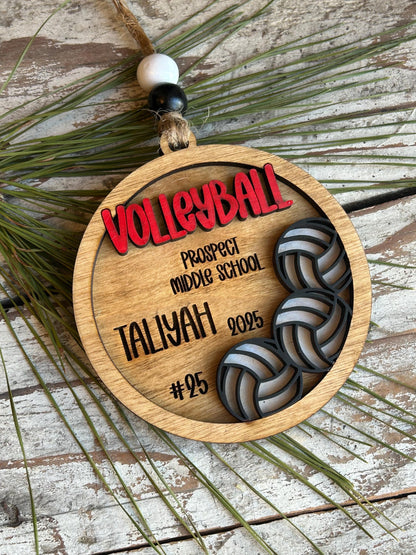 Personalized Volleyball Player Christmas Tree Ornament | Gift for High School Volleyball Team | Custom Volleyball Ornament for Her |