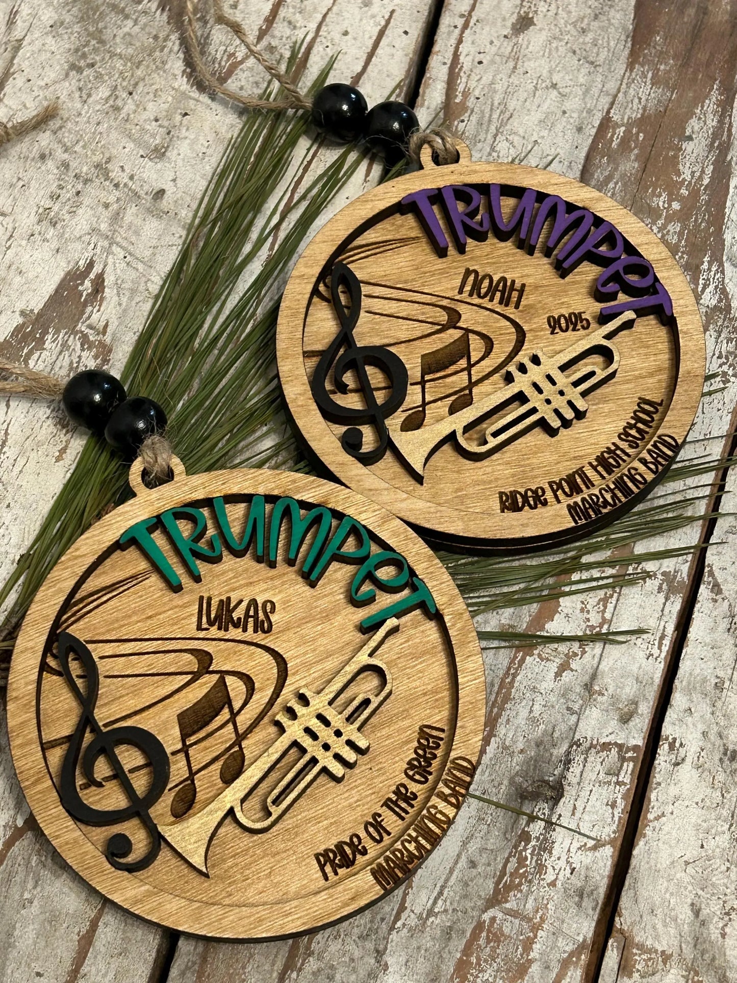 Personalized Trumpet Marching Band Christmas Tree Ornament | Brass Music Instrument Ornament | Custom Band Gift | Gift for Band Director