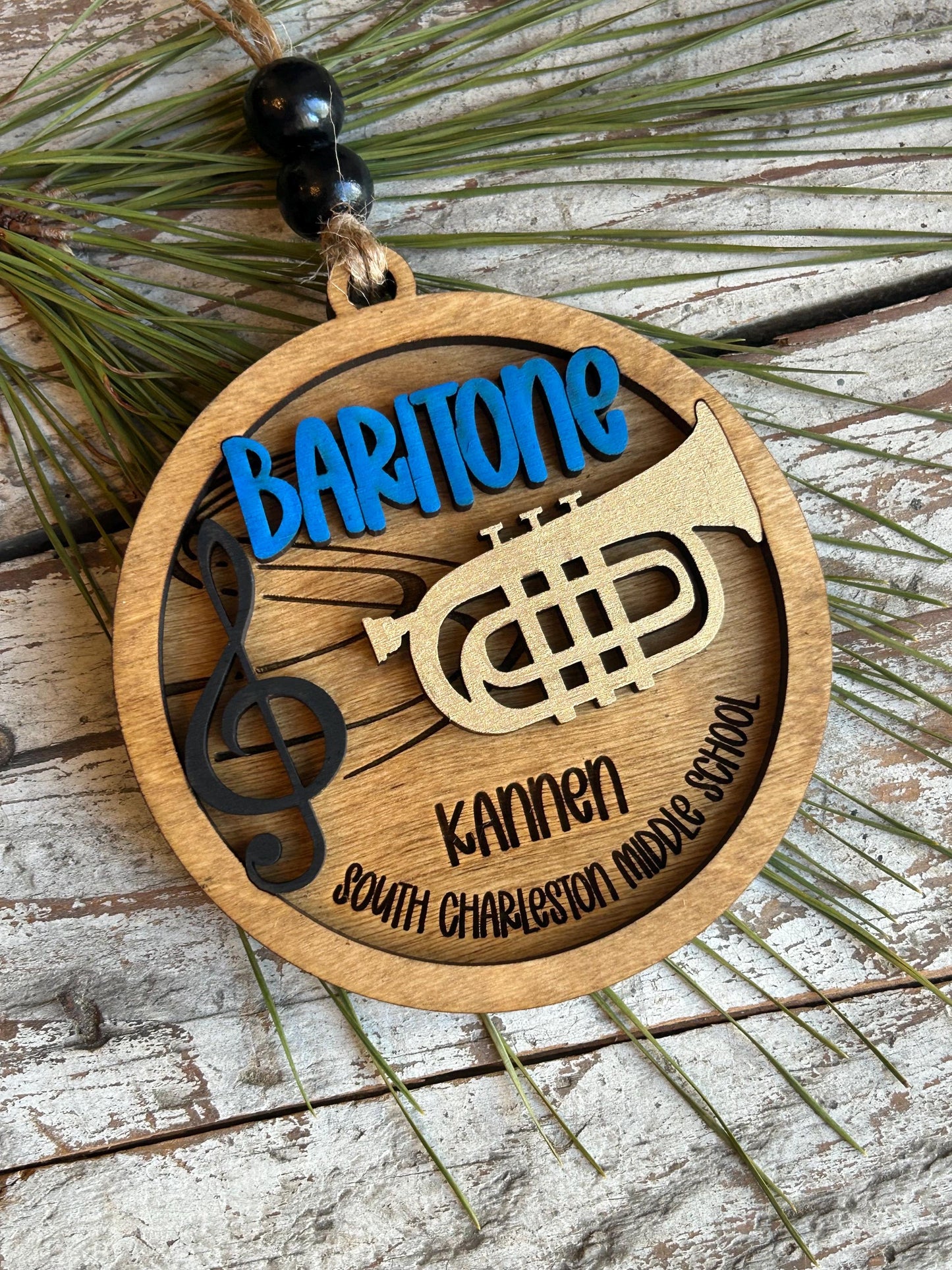 Personalized Baritone Marching Band Christmas Tree Ornament | Brass Music Instrument Ornament | Custom Band Gift | Gift for Band Director