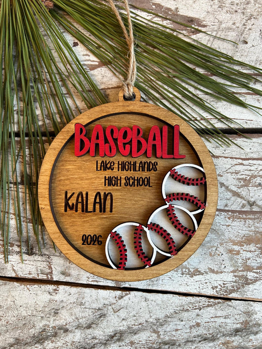 Personalized Baseball Player Christmas Tree Ornament | Gift for High School Baseball Team | Custom Baseball Coach | Senior Baseball Gift