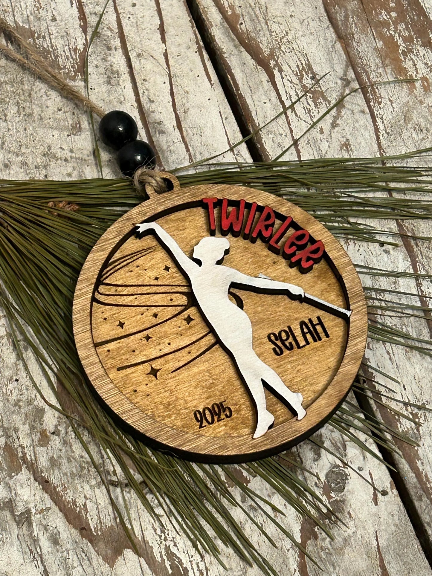 Personalized Baton Twirler Christmas Tree Ornament | Custom College High School Feature Twirler Marching Band Gift | Majorette Team Present