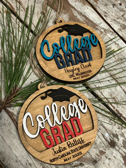 Personalized College Grad Christmas Tree Ornament | Gift for College Graduate | Graduation Ornament | Class of 2026 | Bachelors Masters