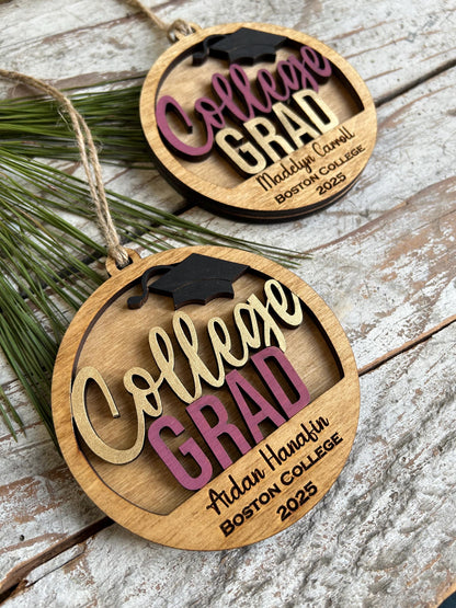 Personalized College Grad Christmas Tree Ornament | Gift for College Graduate | Graduation Ornament | Class of 2026 | Bachelors Masters