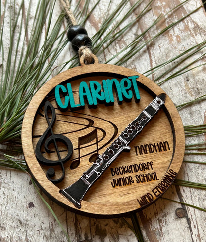 Personalized Clarinet Marching Band Christmas Tree Ornament | Music Instrument Ornament | Woodwinds Custom  Band | Gift for Band Director