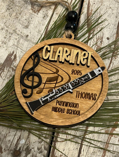 Personalized Clarinet Marching Band Christmas Tree Ornament | Music Instrument Ornament | Woodwinds Custom  Band | Gift for Band Director