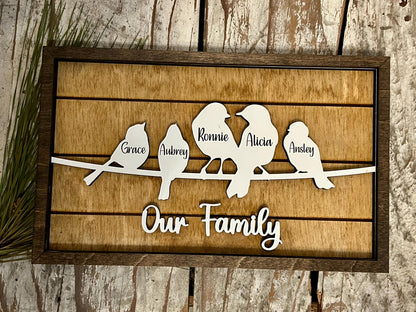 Personalized Bird Family Sign | Mother’s Day gift | Grandkids Names Decor | Custom Gift for Grandma or Mom | Our Nest
