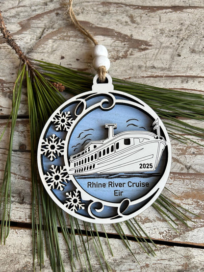 2026 Personalized Riverboat Cruise Christmas Tree Ornament | Family Vacation Ornament | Family Trip Keepsake | Custom River Boat Ship
