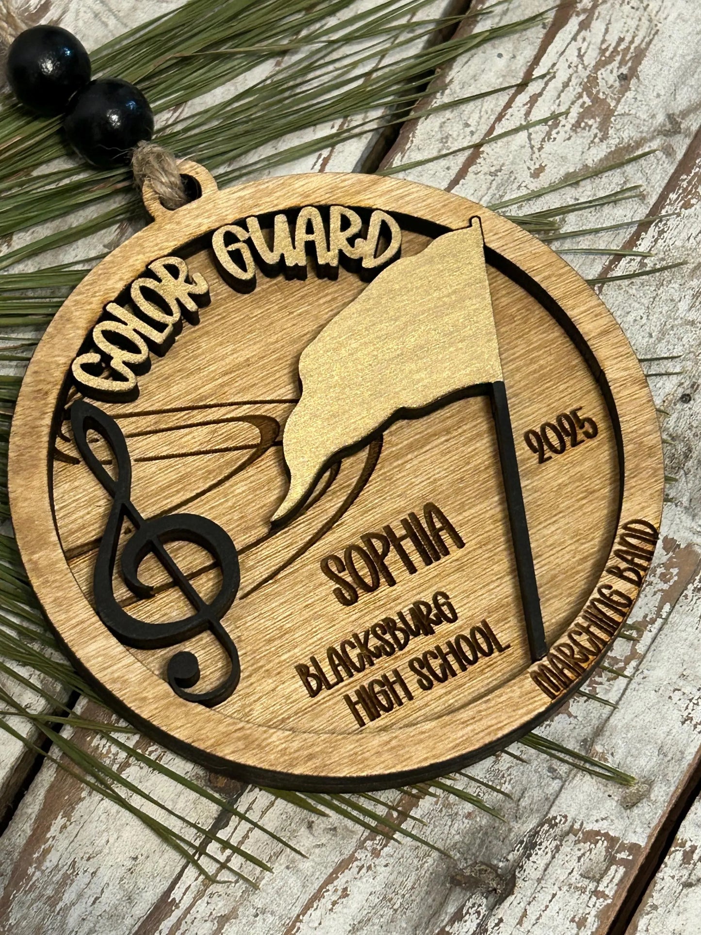 Personalized Color Guard Marching Band Christmas Tree Ornament | Flags Custom Band Gift | Gift for Flag Girls | Color Guard Team Gift