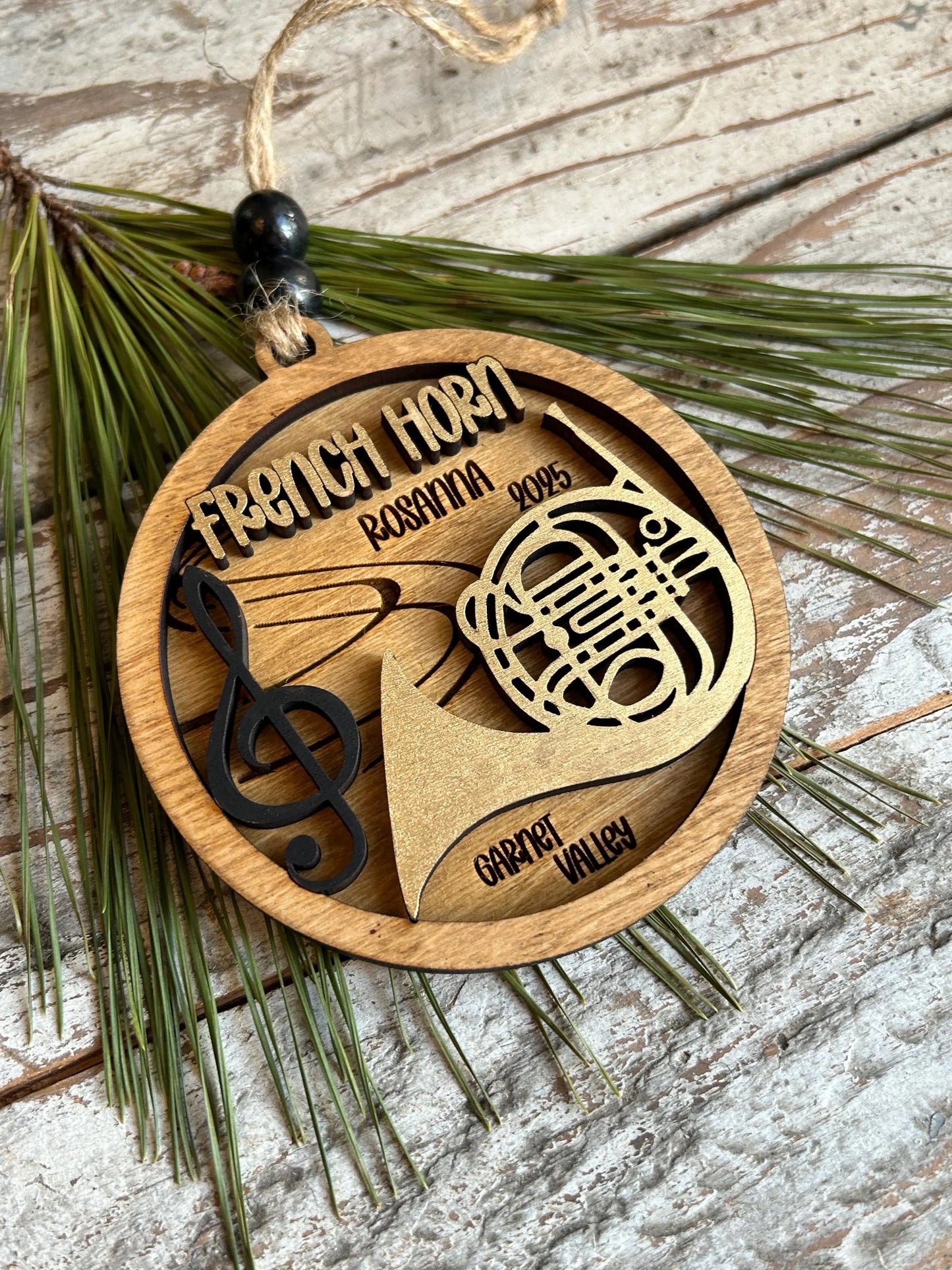Personalized French Horn Concert Band Christmas Tree Ornament | Brass Music Instrument Ornament | Custom Band Gift | Gift for Band Director