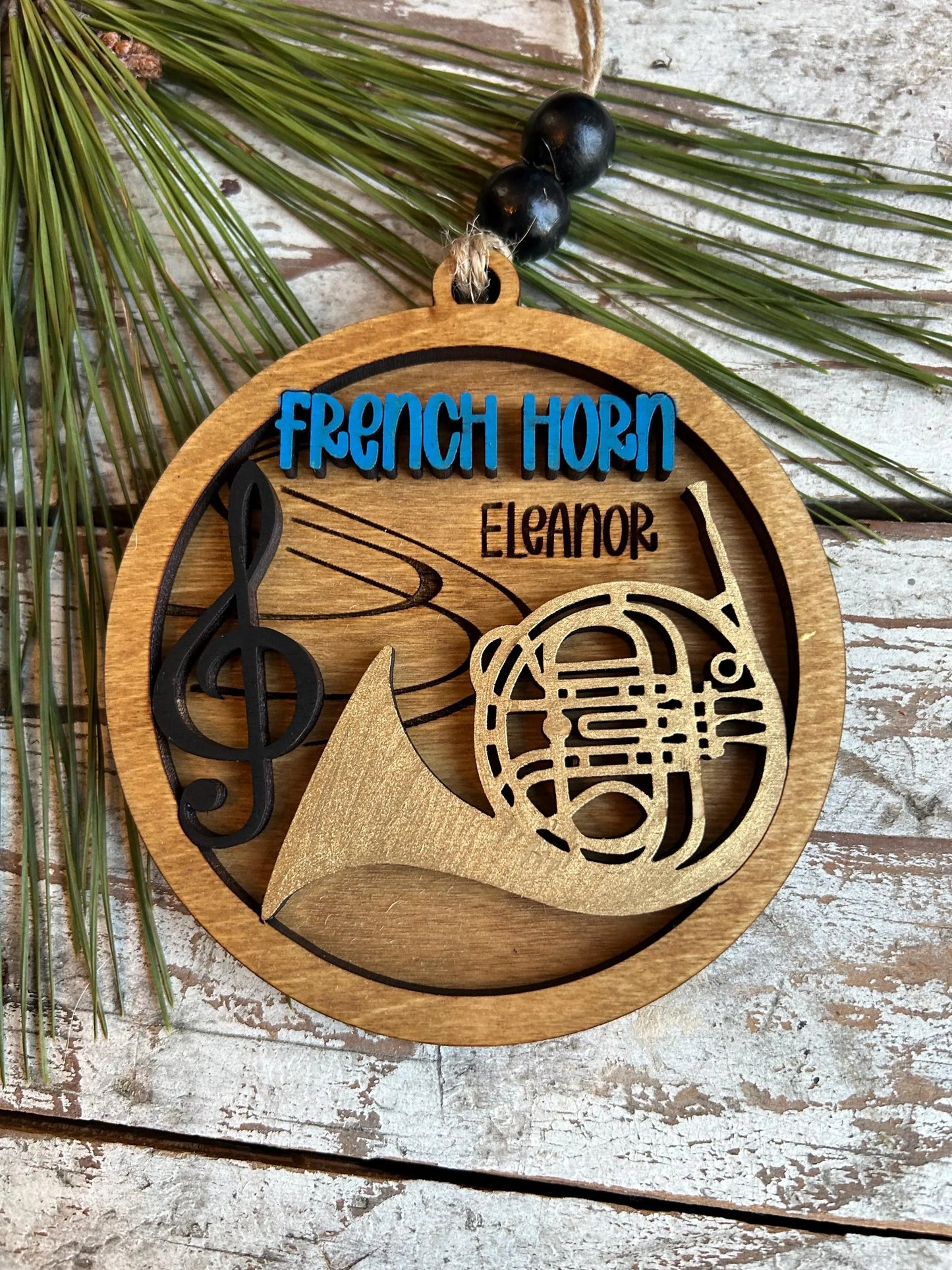 Personalized French Horn Concert Band Christmas Tree Ornament | Brass Music Instrument Ornament | Custom Band Gift | Gift for Band Director