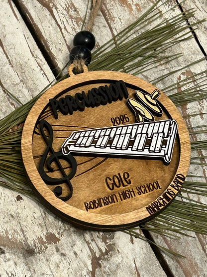 Personalized Percussion Marching Band Christmas Tree Ornament |  Xylophone | Triangle | The Pit Custom Band Gift | Gift for Band Director