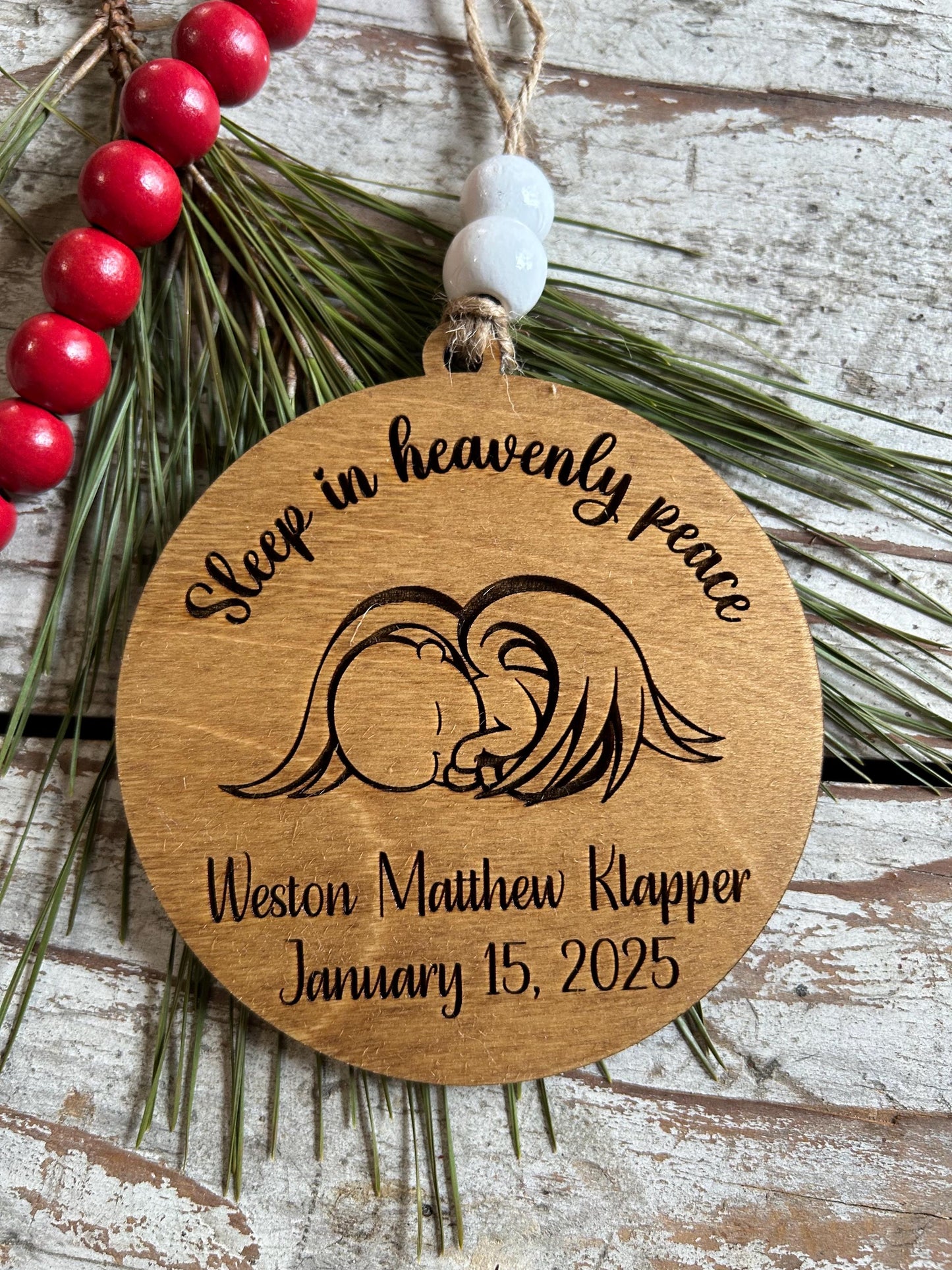 Baby Memorial Ornament | Baby Loss Christmas Tree Ornament | Infant Loss Gift | Sleep in Heavenly Peace Ornament