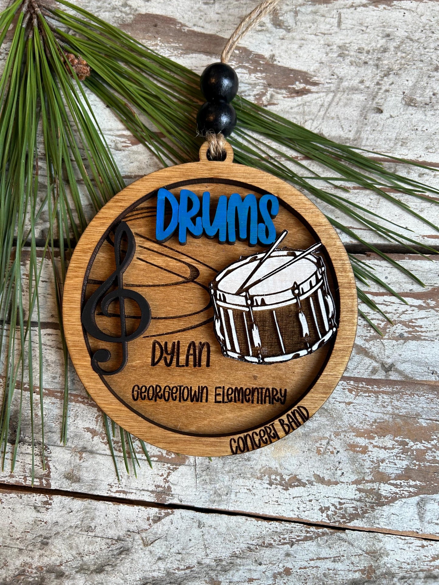 Personalized Drums Marching Band Christmas Tree Ornament | Quints | Bassline | Snare Drum Custom Band Gift | Gift for Band Director