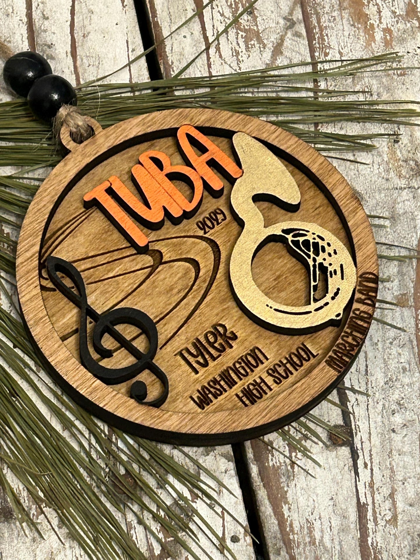 Personalized Tuba Marching Band Christmas Tree Ornament | Brass Music Instrument Ornament | Custom Band Gift | Gift for Band Director