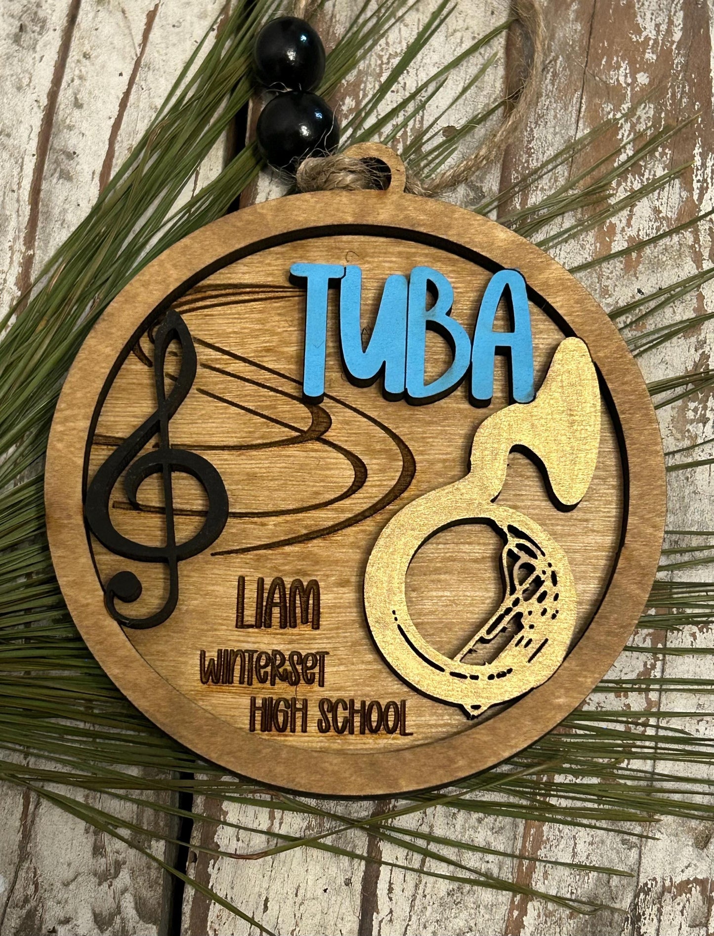 Personalized Tuba Marching Band Christmas Tree Ornament | Brass Music Instrument Ornament | Custom Band Gift | Gift for Band Director