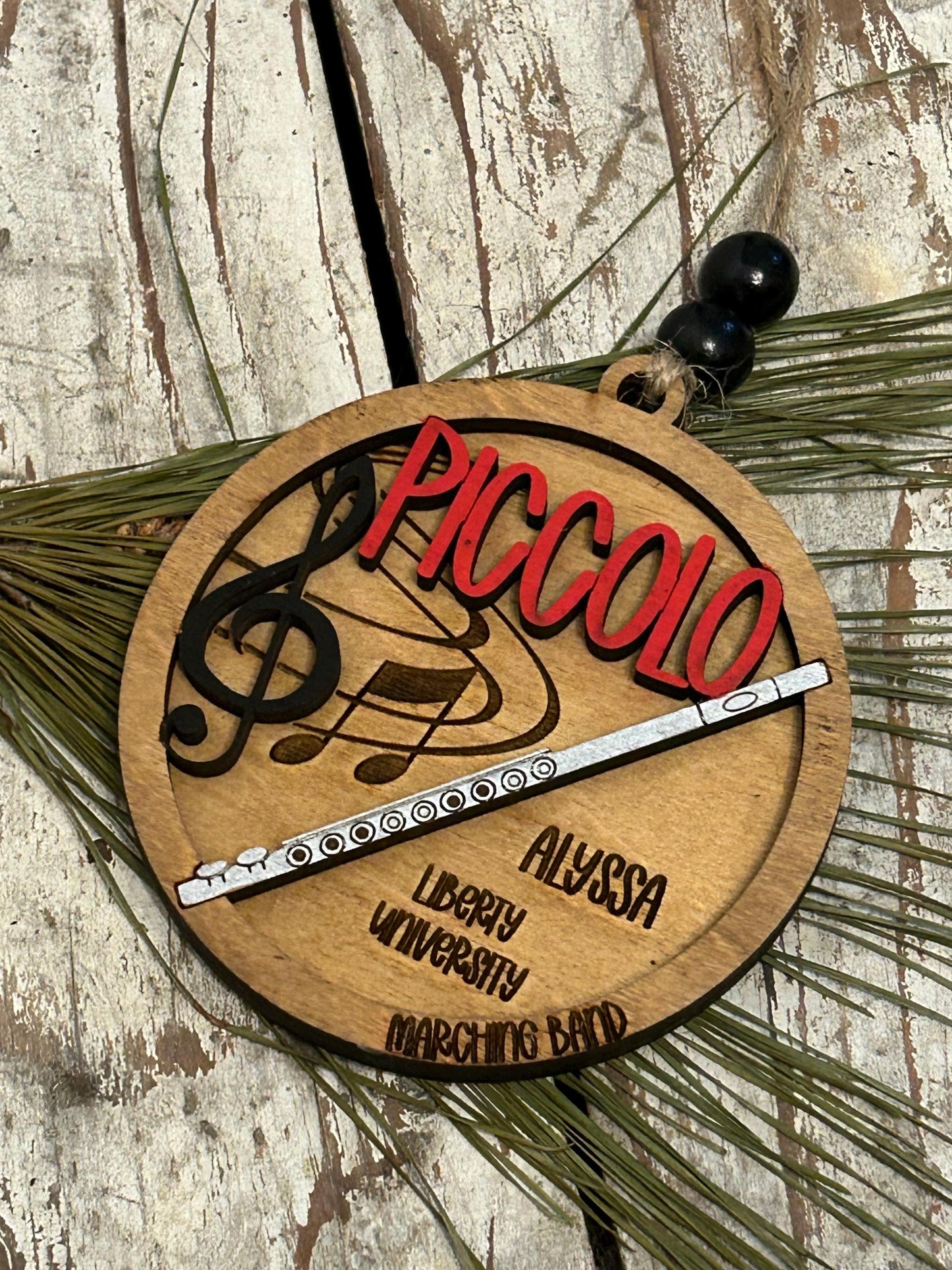 Personalized Piccolo Marching Band Christmas Tree Ornament | Music Instrument Ornament | Flute Custom Band Gift | Gift for Band Director