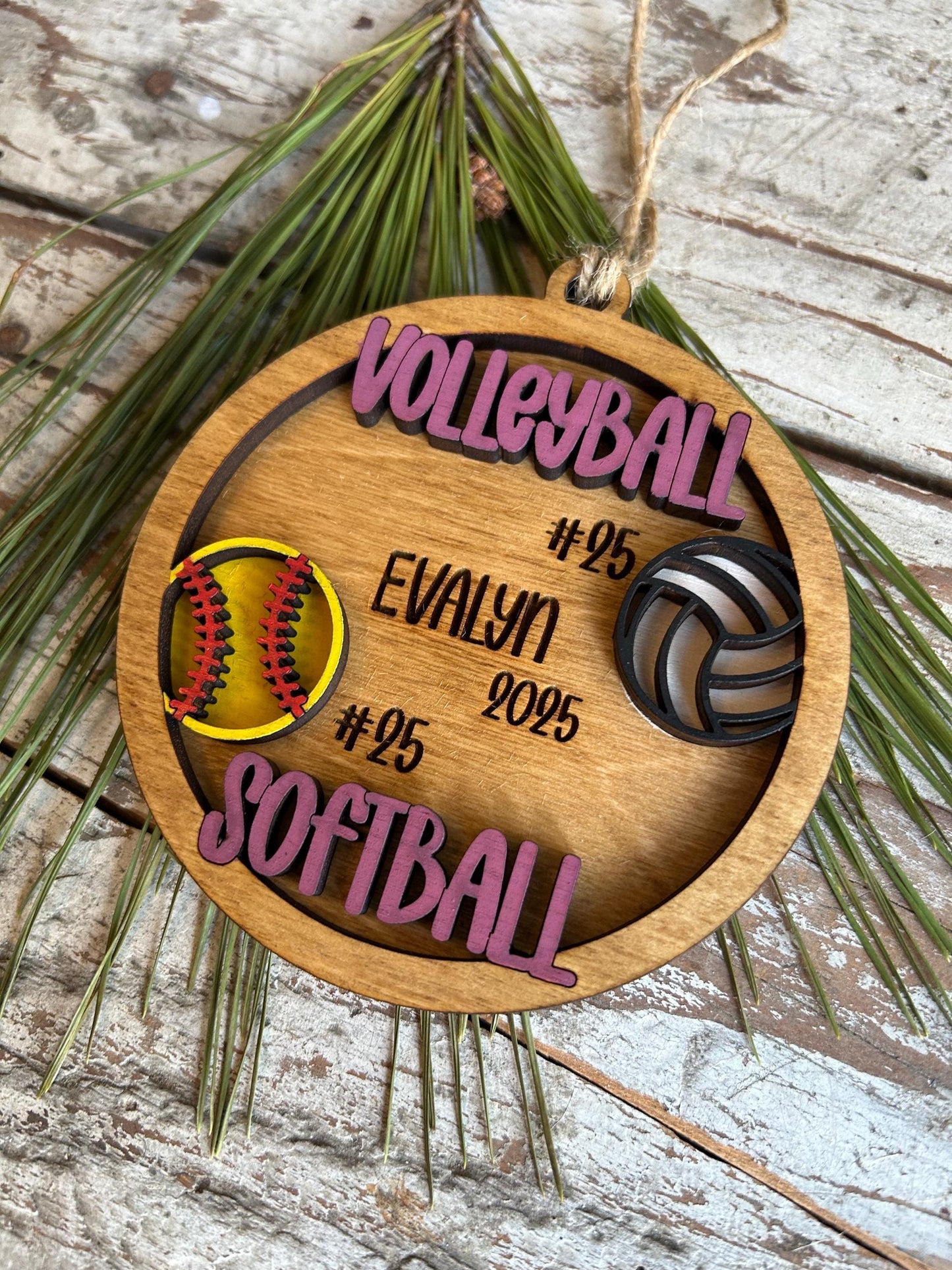 Personalized Multi Sport Volleyball Softball Player Christmas Tree Ornament | Gift for High School Team | Custom Coach | Senior