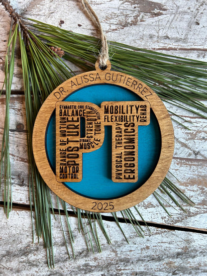 Personalized Physical Therapist Christmas Tree Ornament | Custom PT Thank You Present | Doctor of Physical Therapy Graduation Gift | DPT  Dr