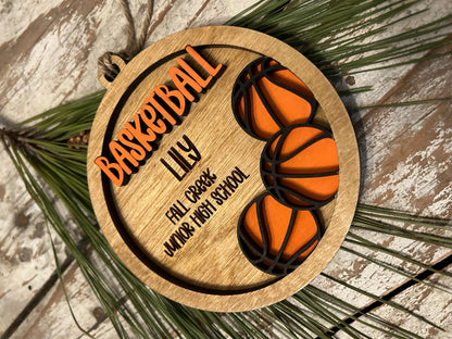 Personalized Basketball Boy or Girl Player Christmas Tree Ornament | Gift for High School College Basketball Team | Custom Basketball Coach