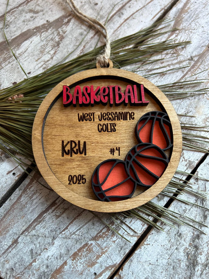 Personalized Basketball Boy or Girl Player Christmas Tree Ornament | Gift for High School College Basketball Team | Custom Basketball Coach