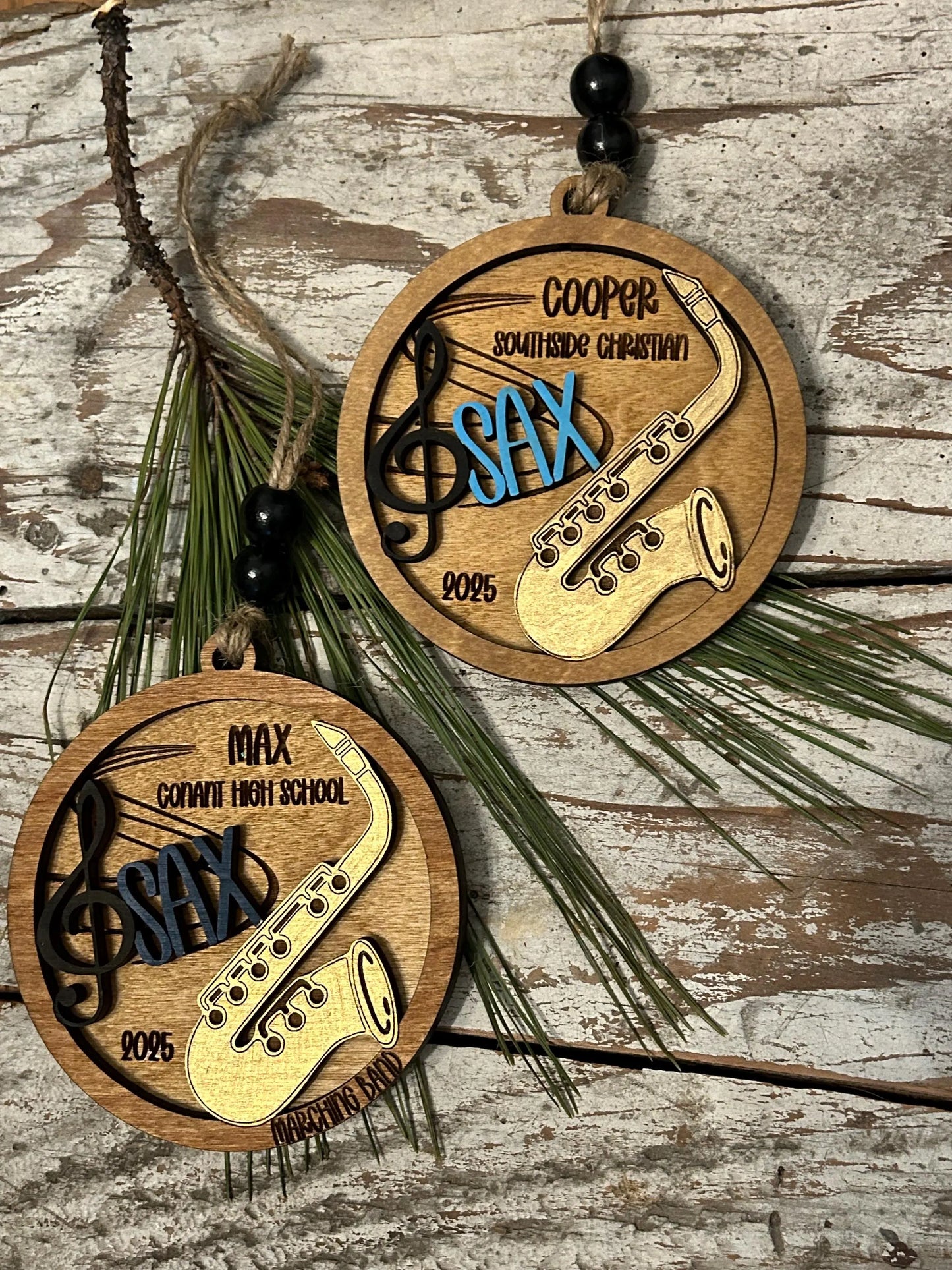 Personalized Saxophone Marching Band Christmas Tree Ornament | Brass Music Instrument Ornament | Custom Sax Gift | Gift for Band Director