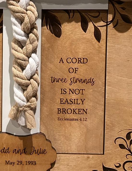 Personalized Cord of Three Strands Unity Wedding Sign | Braided Cords Ceremony Matthew 19:6 Ecclesiastes | Alternative Unity Candle