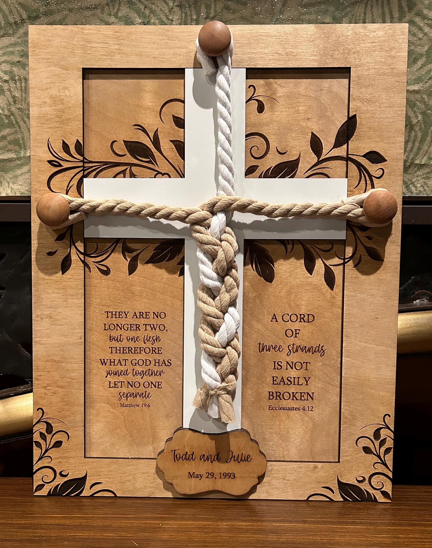 Personalized Cord of Three Strands Unity Wedding Sign | Braided Cords Ceremony Matthew 19:6 Ecclesiastes | Alternative Unity Candle
