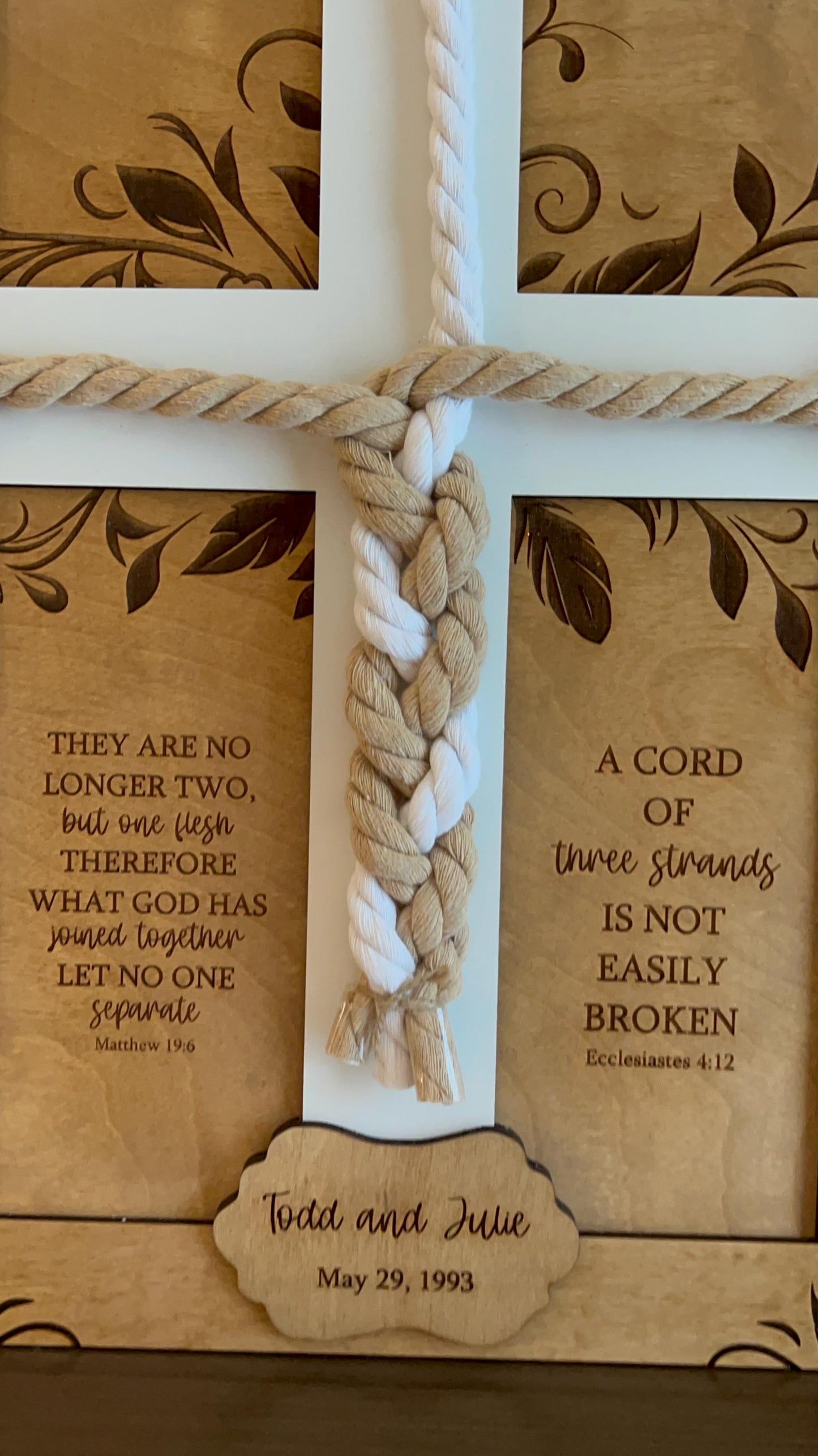 Personalized Cord of Three Strands Unity Wedding Sign | Braided Cords Ceremony Matthew 19:6 Ecclesiastes | Alternative Unity Candle