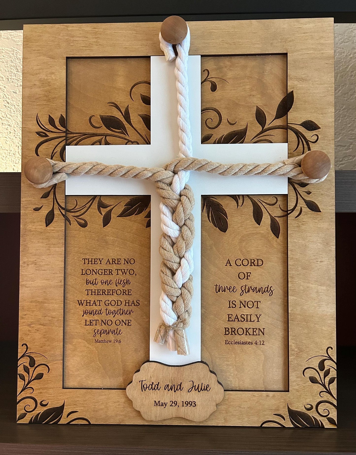 Personalized Cord of Three Strands Unity Wedding Sign | Braided Cords Ceremony Matthew 19:6 Ecclesiastes | Alternative Unity Candle