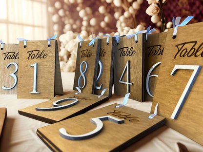 Wood Wedding Reception Table Numbers | Rustic Double Sided Elegant Centerpiece for Guest Tables | Country Wedding Table Numbers | Seating #
