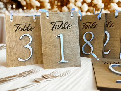 Wood Wedding Reception Table Numbers | Rustic Double Sided Elegant Centerpiece for Guest Tables | Country Wedding Table Numbers | Seating #