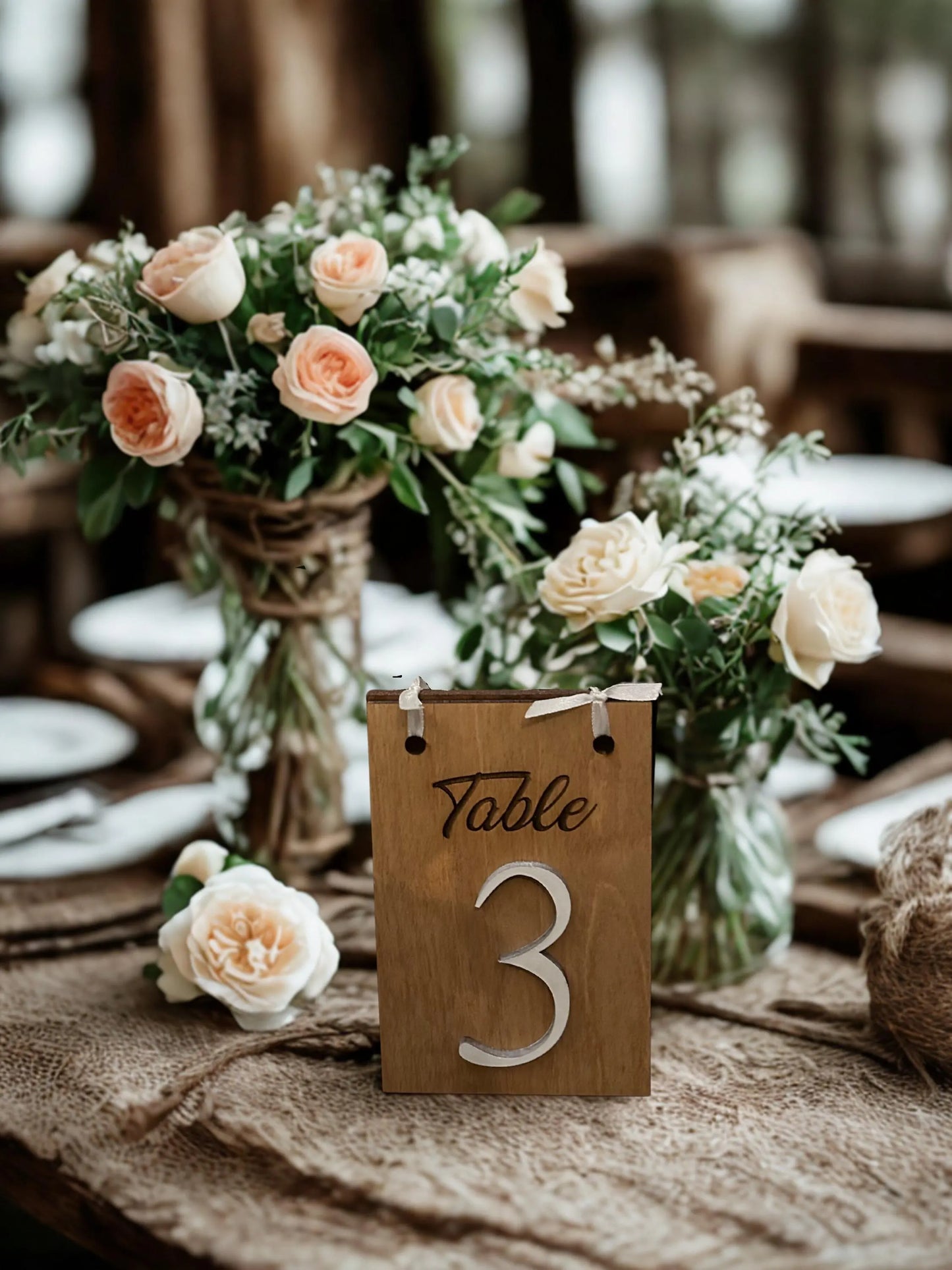 Wood Wedding Reception Table Numbers | Rustic Double Sided Elegant Centerpiece for Guest Tables | Country Wedding Table Numbers | Seating #