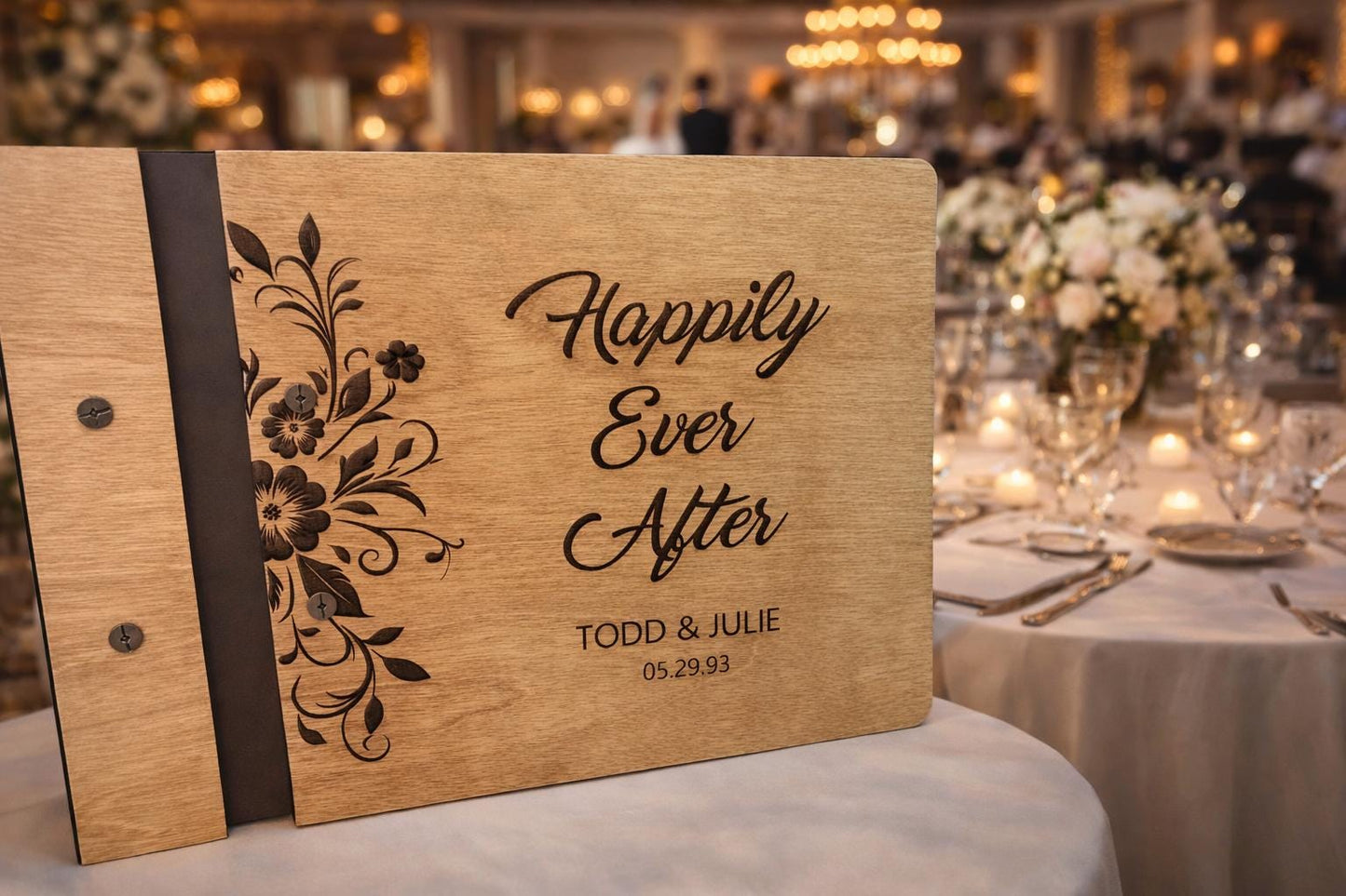 Personalized Wood Wedding Guest Book | Polaroid Photo and Guest Album | Wedding or Engagement Gift