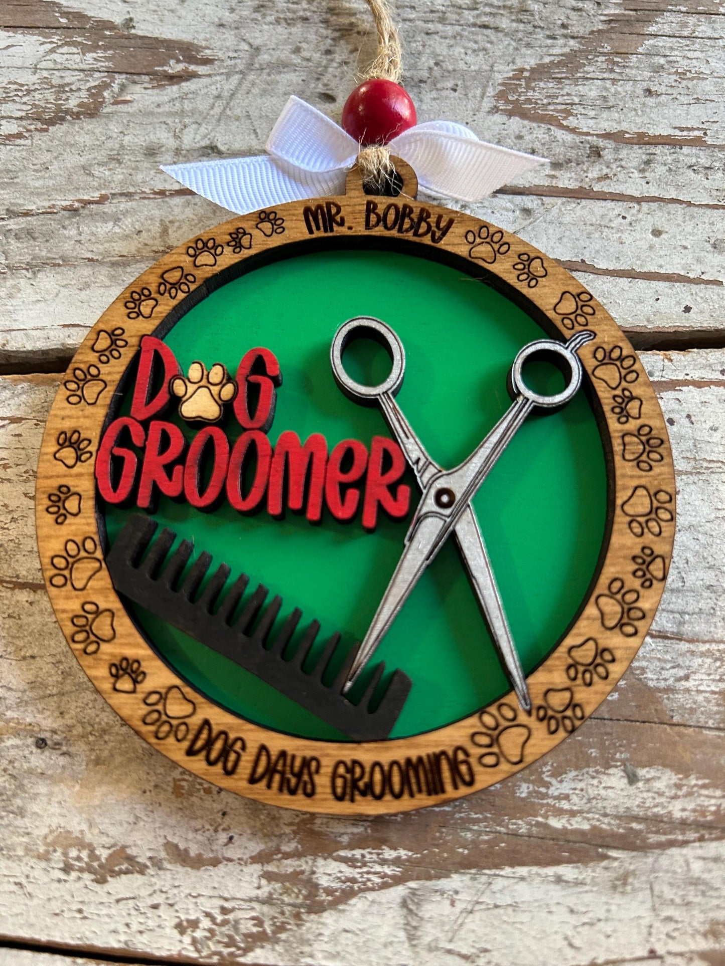 Personalized Dog Groomer Christmas Tree Ornament | Pet Groomer Gift | Holiday Present For Animal Care | Appreciation Gift Puppy Groomer