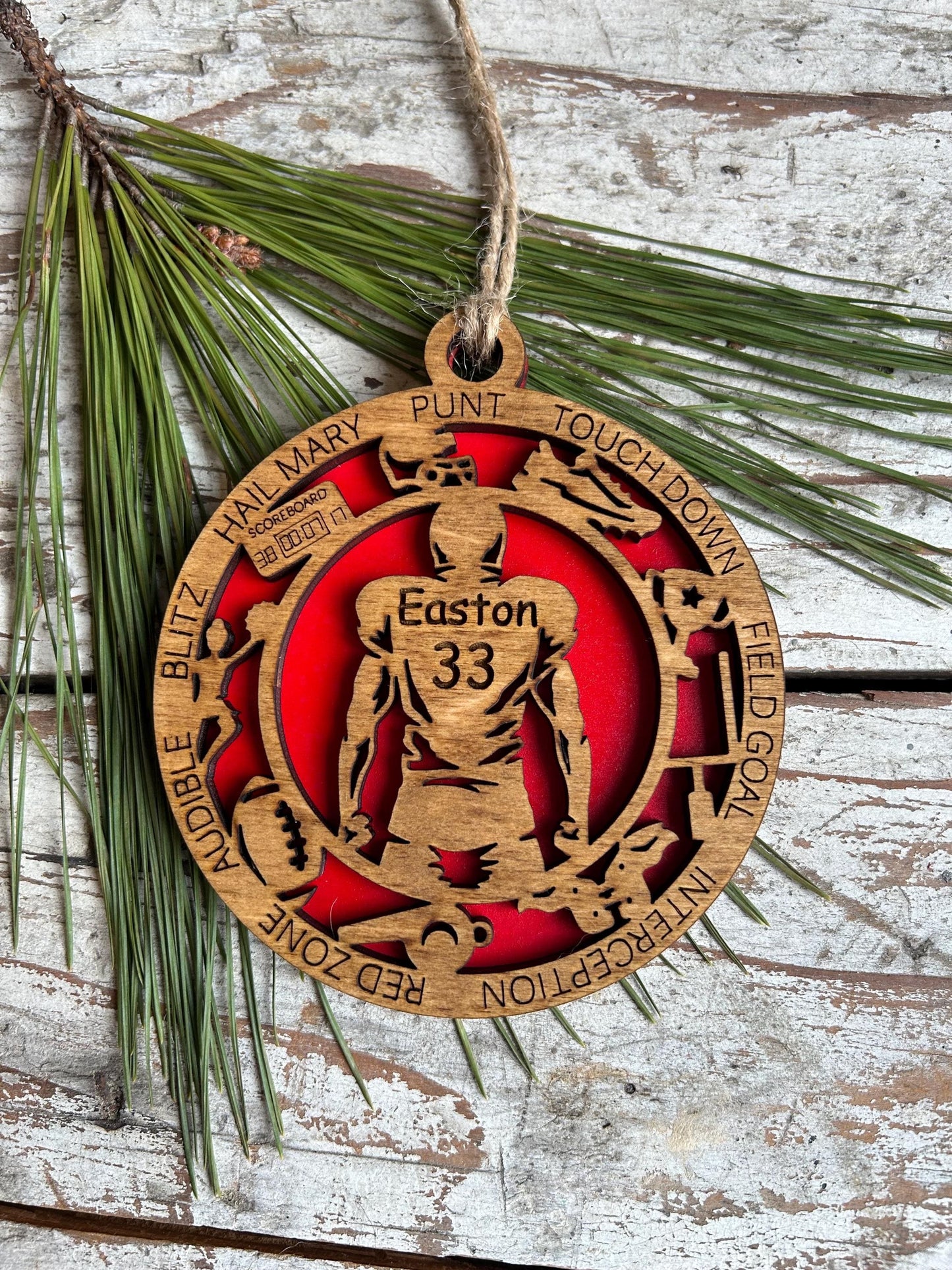 Personalized Football Christmas Tree Ornament | Gift for High School Football Team | Custom Football Player Ornament | Senior Football Gift