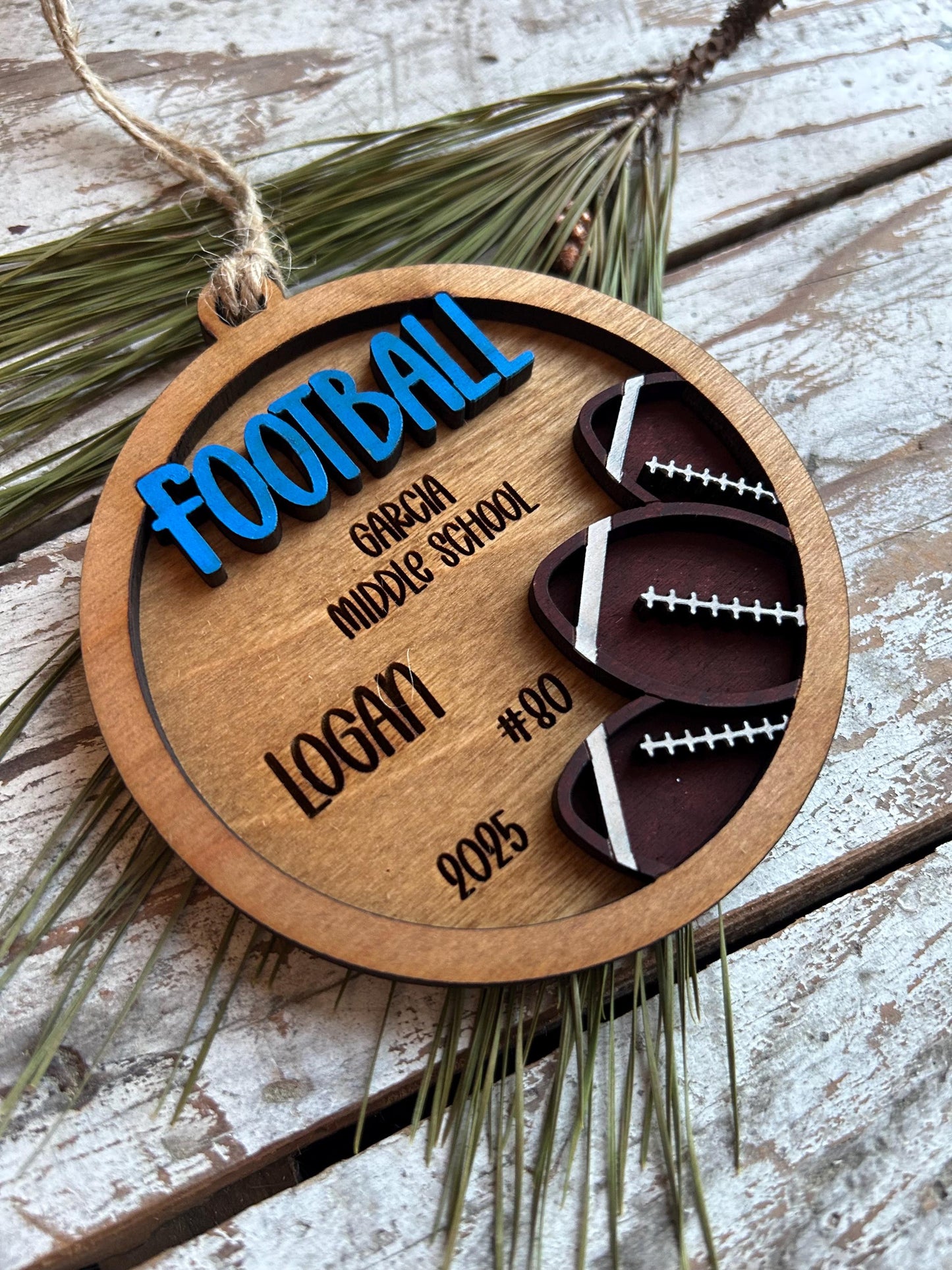 Personalized Football Player Christmas Tree Ornament | Gift for High School Football Team | Custom Football Ornament | Senior Football Gift